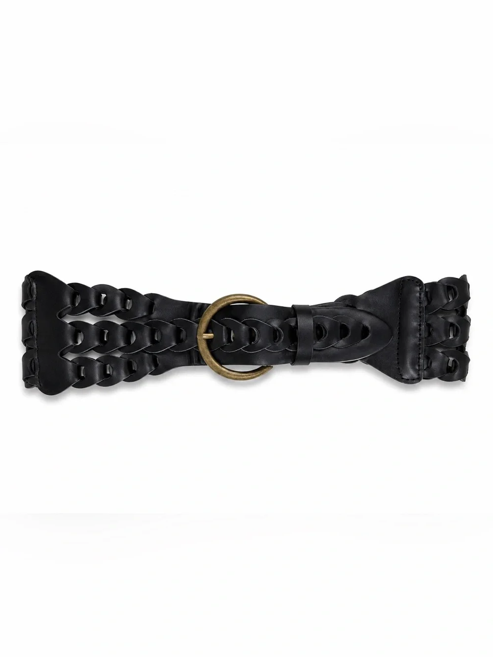 Black Triple Braided Waist Belt XL 48” Faux Leather Bohemian Belt